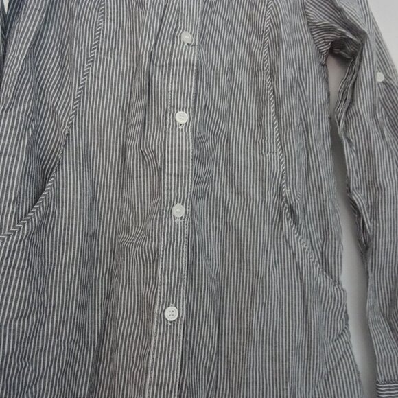 womens striped button up shirt with pockets size M - Picture 2 of 7